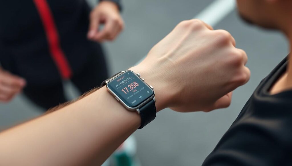 Smartwatch Blackultra LW77 em uso durante atividade física