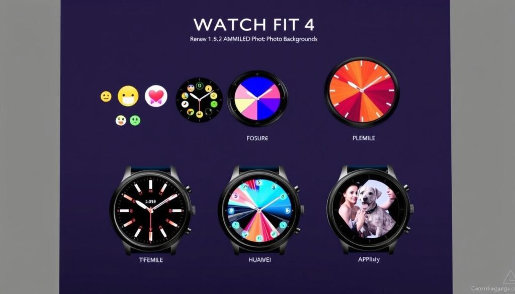 Diferentes mostradores do HUAWEI WATCH FIT 4 personalizados Diferentes mostradores do HUAWEI WATCH FIT 4 personalizados