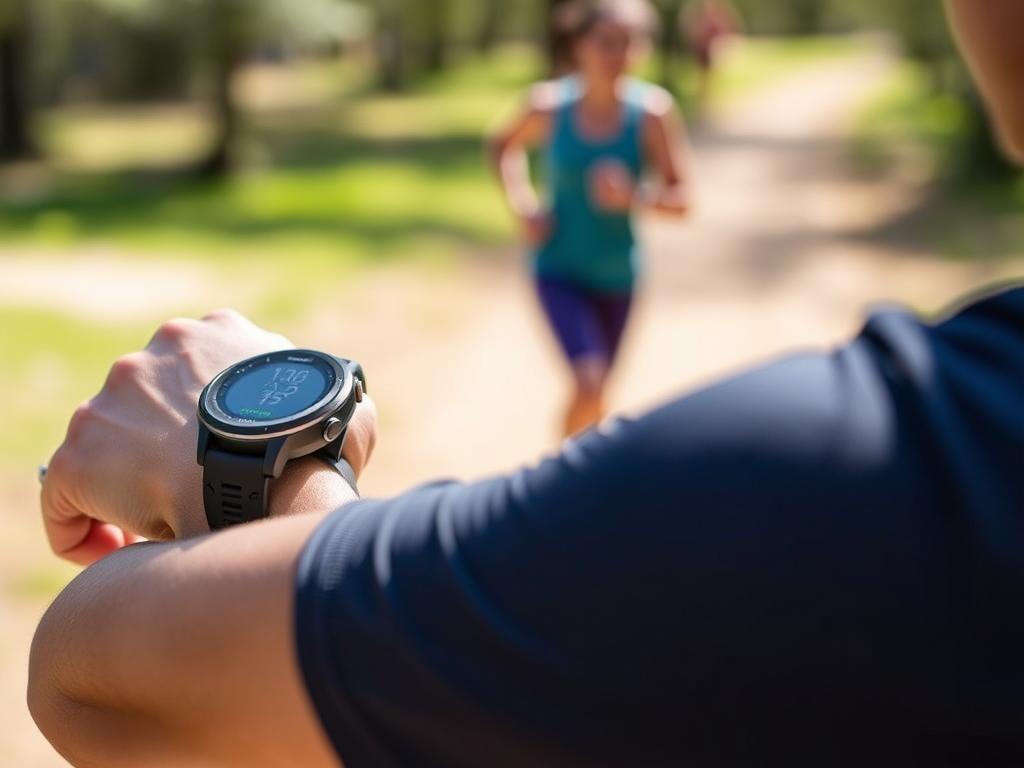 Garmin Forerunner 55 no pulso durante atividade ao ar livre