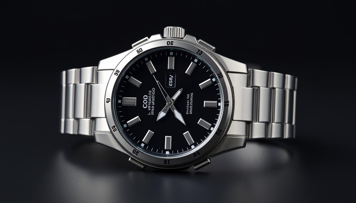 Relógio Casio Masculino MTP-VD01D-1BVUDF-BR em fundo preto mostrando o mostrador e pulseira de aço
