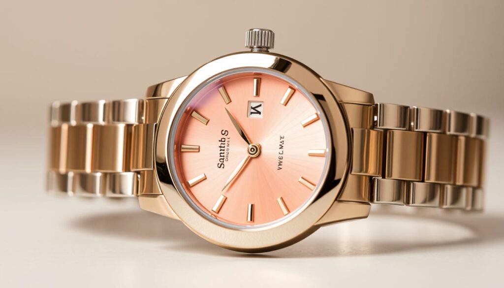 Imagem de um relógio feminino Saint Germain com pulseira de aço inoxidável e mostrador rosé gold